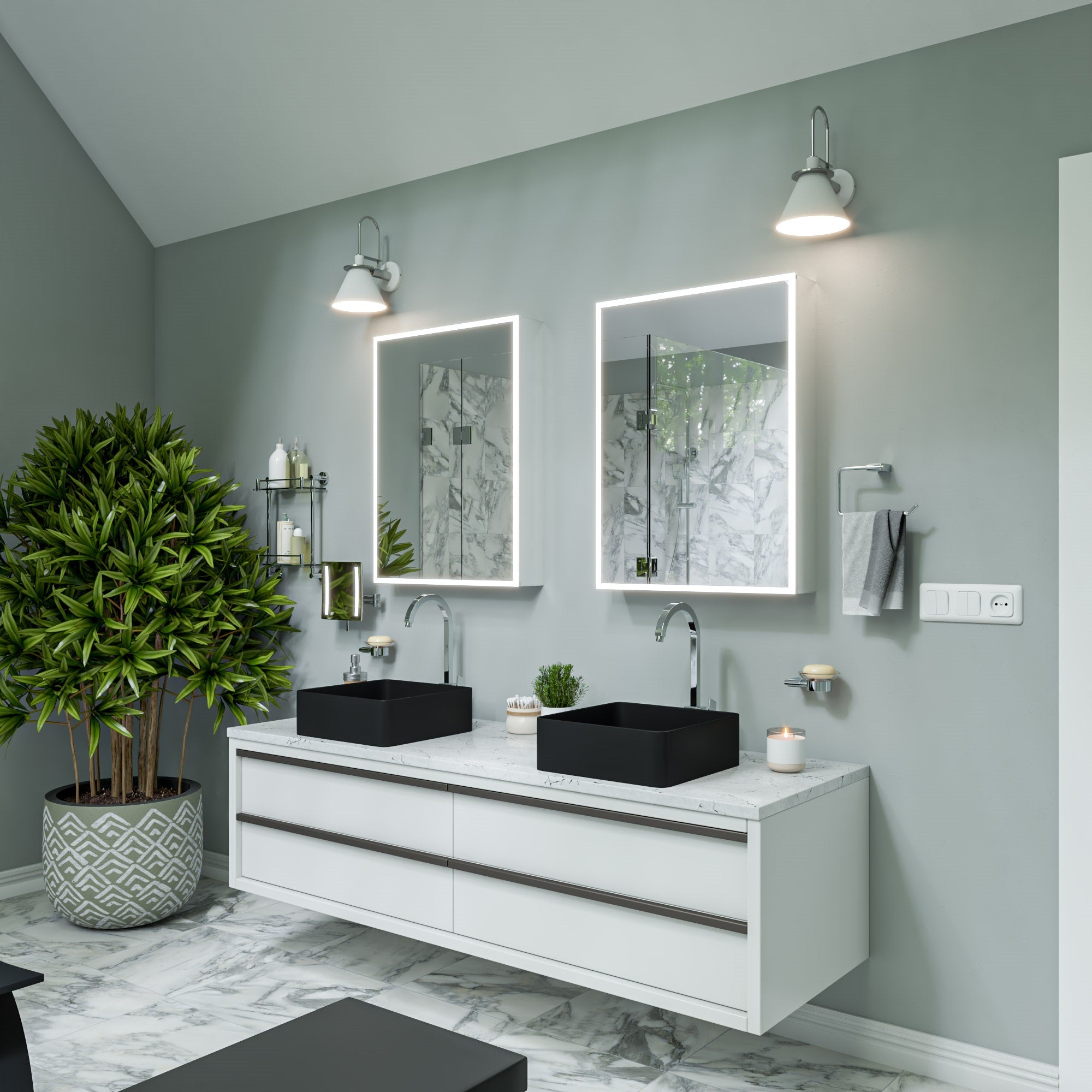 ALFI ABC903-BM Black Matte 16" Modern Square Above Mount Ceramic Sink