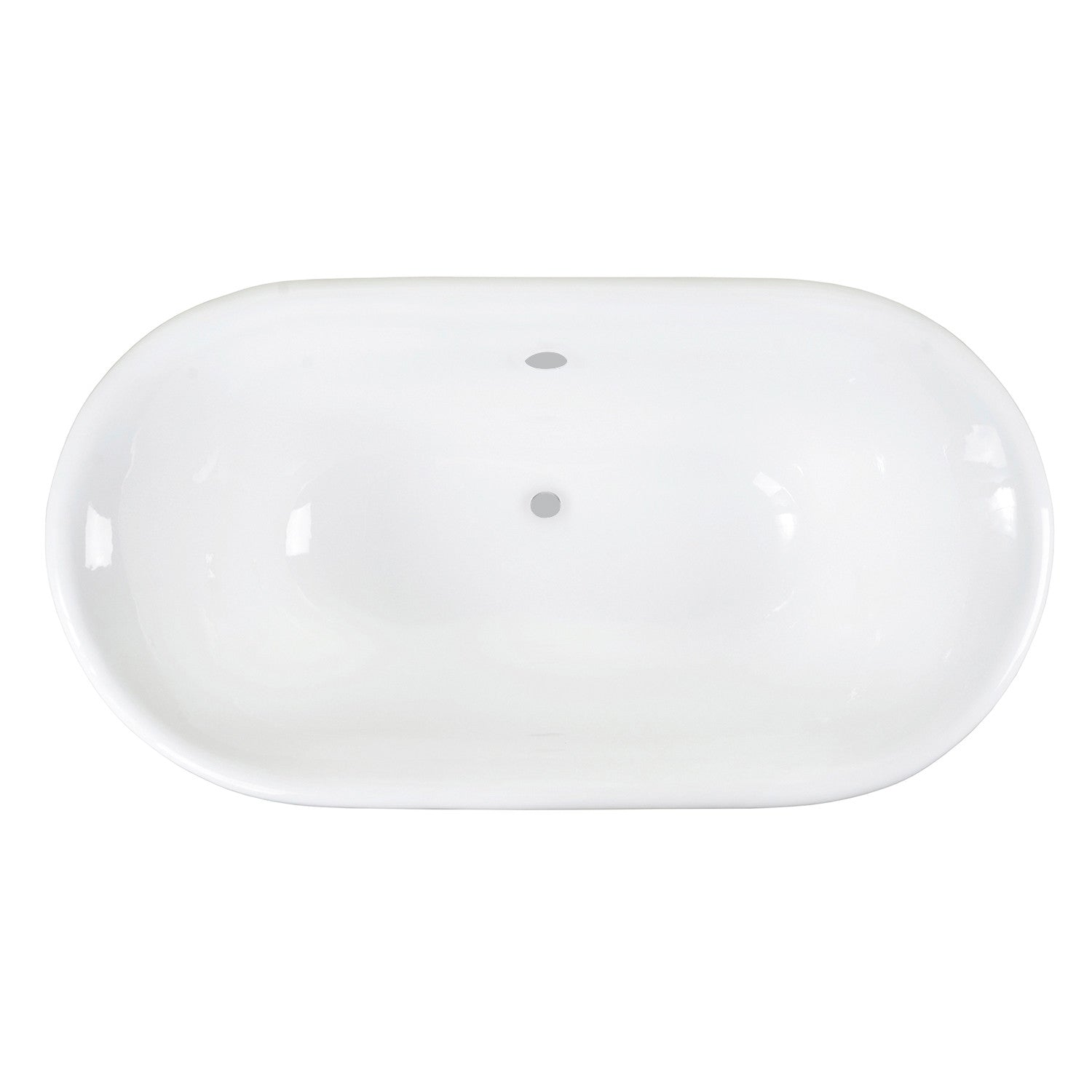 Aqua Eden VCTND603119NC1 60" Cast Iron Oval Double Ended Clawfoot Tub (No Faucet Drillings), White/Polished Chrome