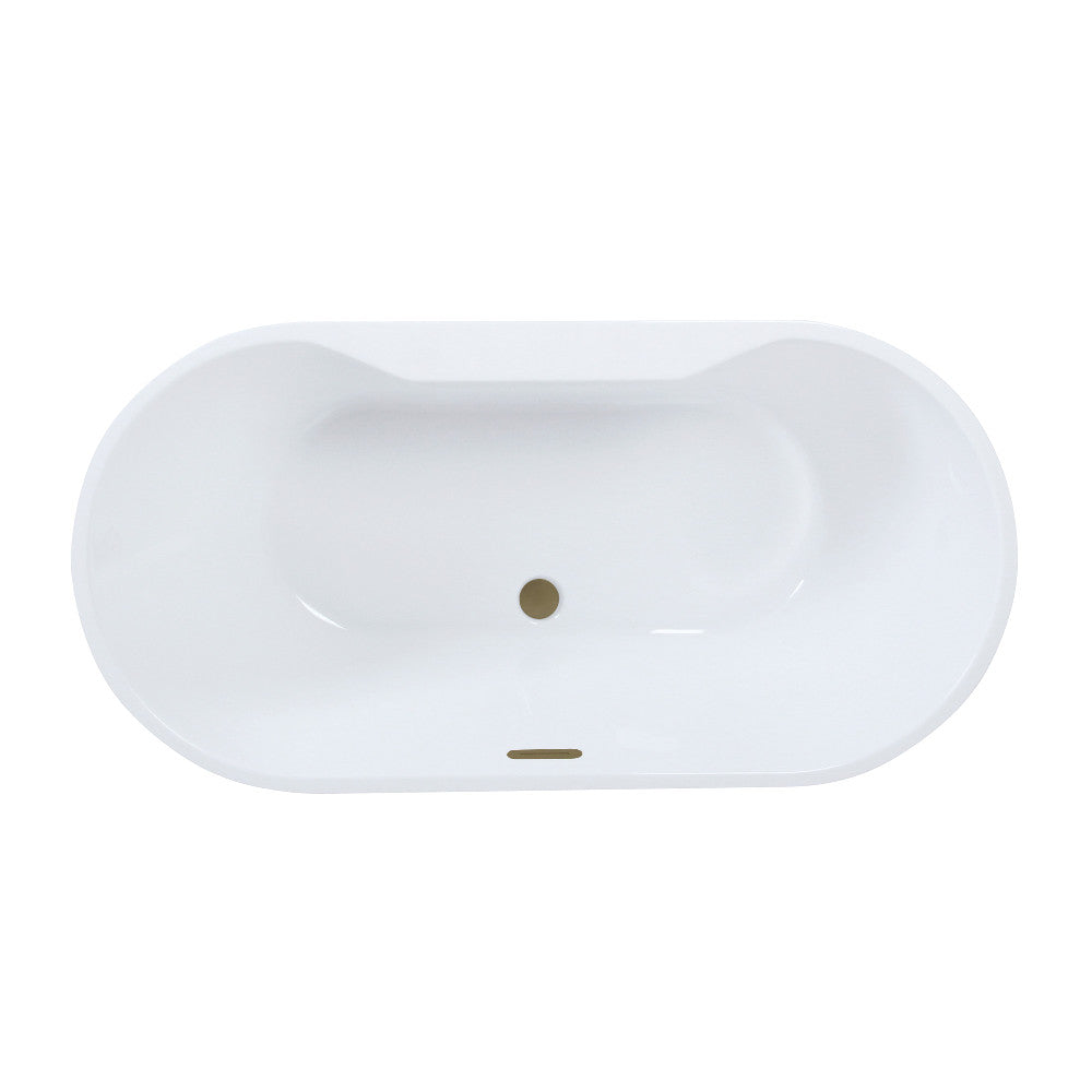 Kingston Brass VTDE593023C423 59" Acrylic Oval Double Ended Freestanding Tub with Drain, Glossy White/Antique Brass