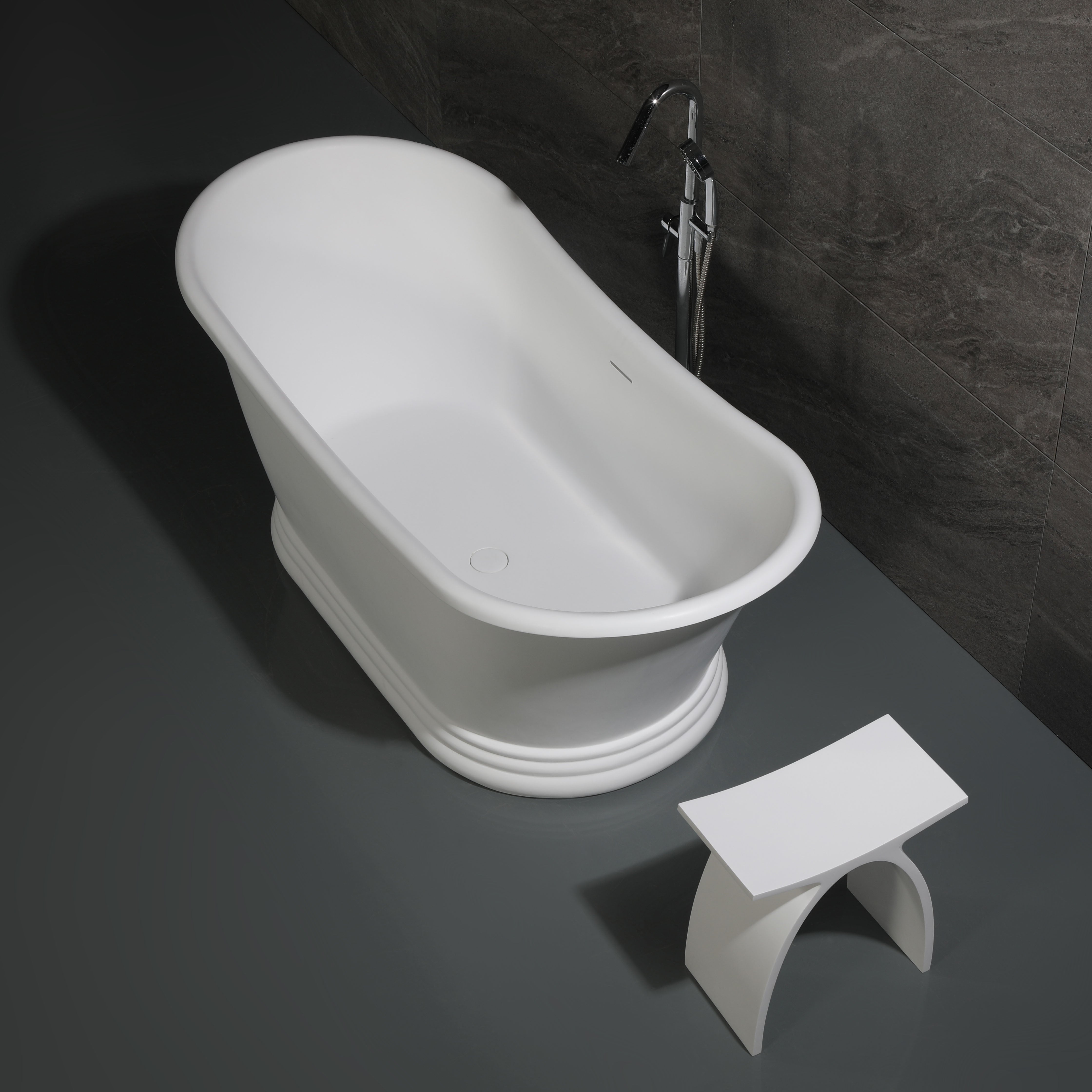 ALFI AB9950 67" White Matte Pedestal Solid Surface Resin Bathtub