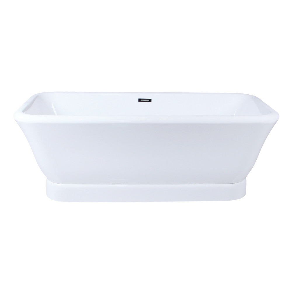 Aqua Eden VTDE713524WA 71" Acrylic Oval Rectangular Double Ended Pedestal Tub with Drain (No Faucet Drillings), Glossy White