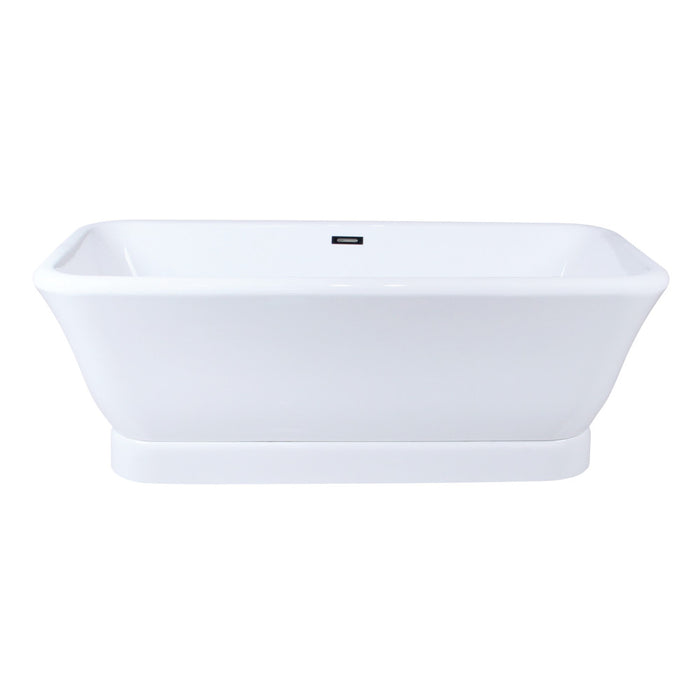 Aqua Eden VTDE713524WA 71" Acrylic Oval Rectangular Double Ended Pedestal Tub with Drain (No Faucet Drillings), Glossy White