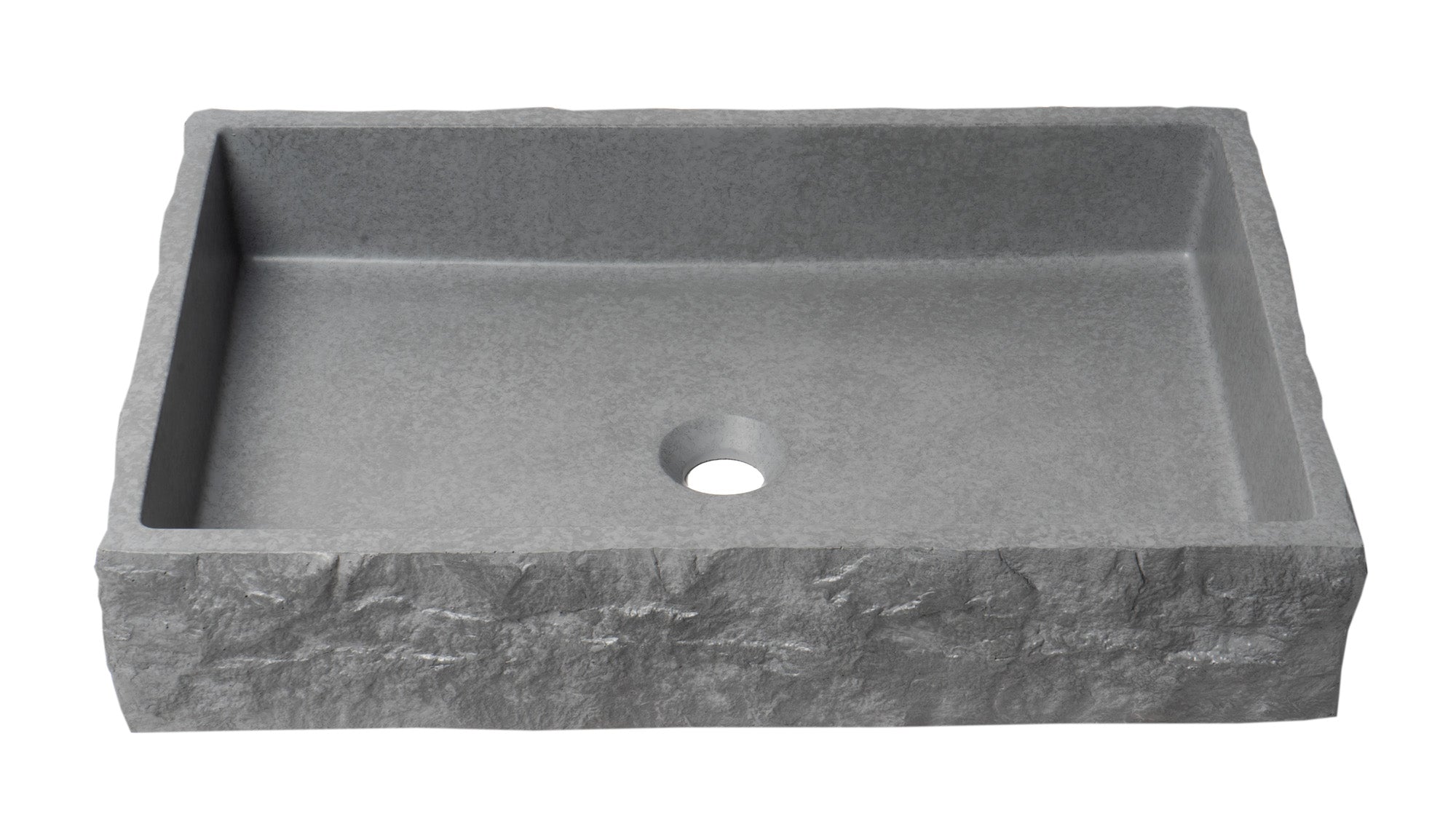 ALFI ABCO24R 24" Solid Concrete Chiseled Style Rectangular Above Mount Vessel Sink
