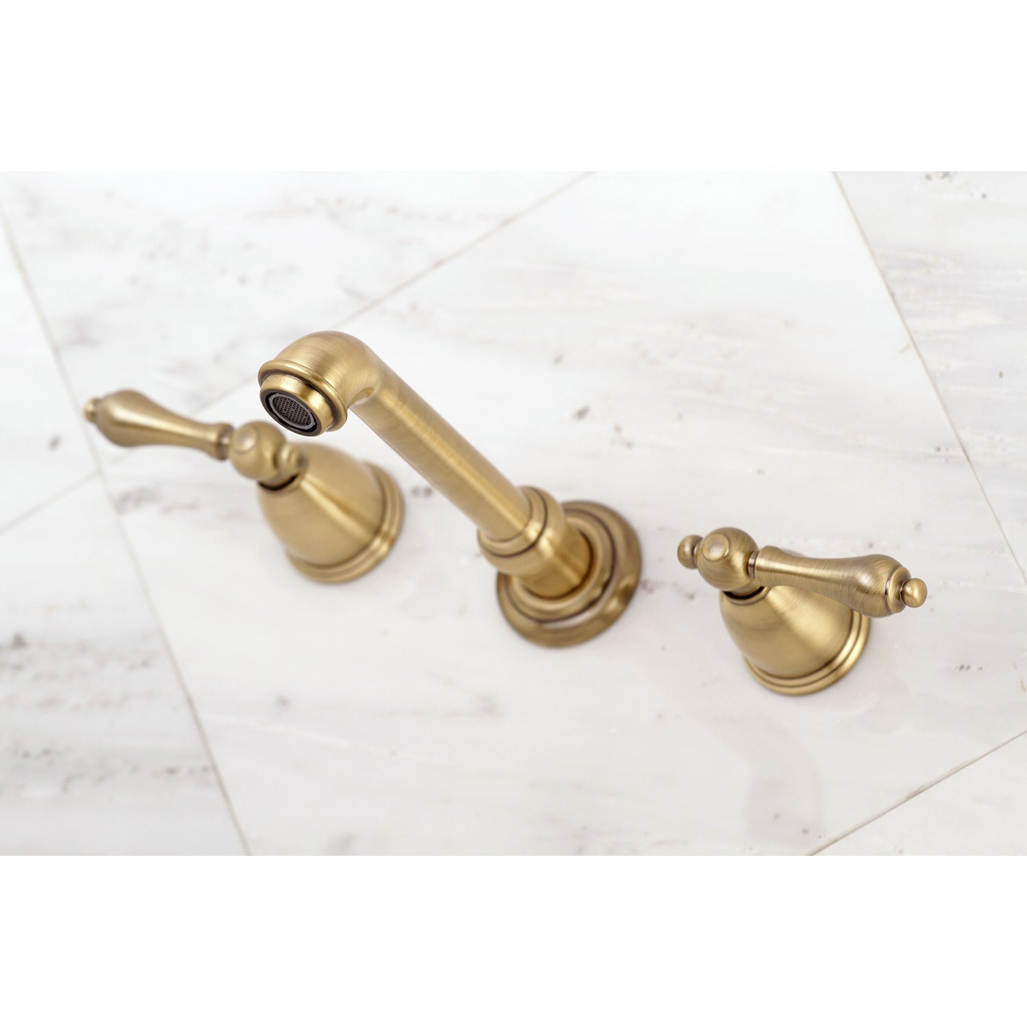 Kingston Brass KS7023AL English Country Two-Handle Wall Mount Roman Tub Faucet, Antique Brass