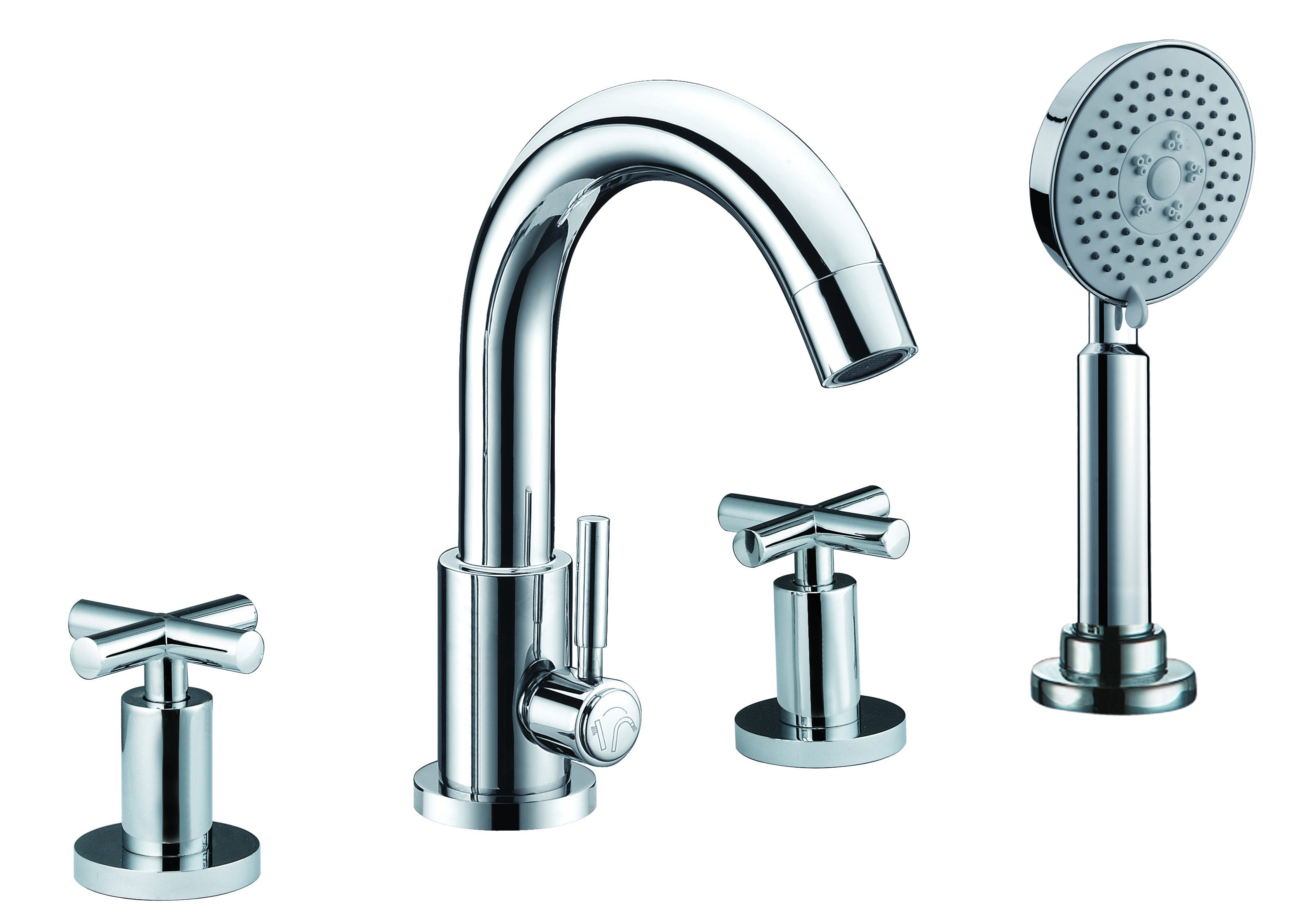 ALFI AB2503-PC Polished Chrome Deck Mounted Tub Filler with Hand Held Showerhead