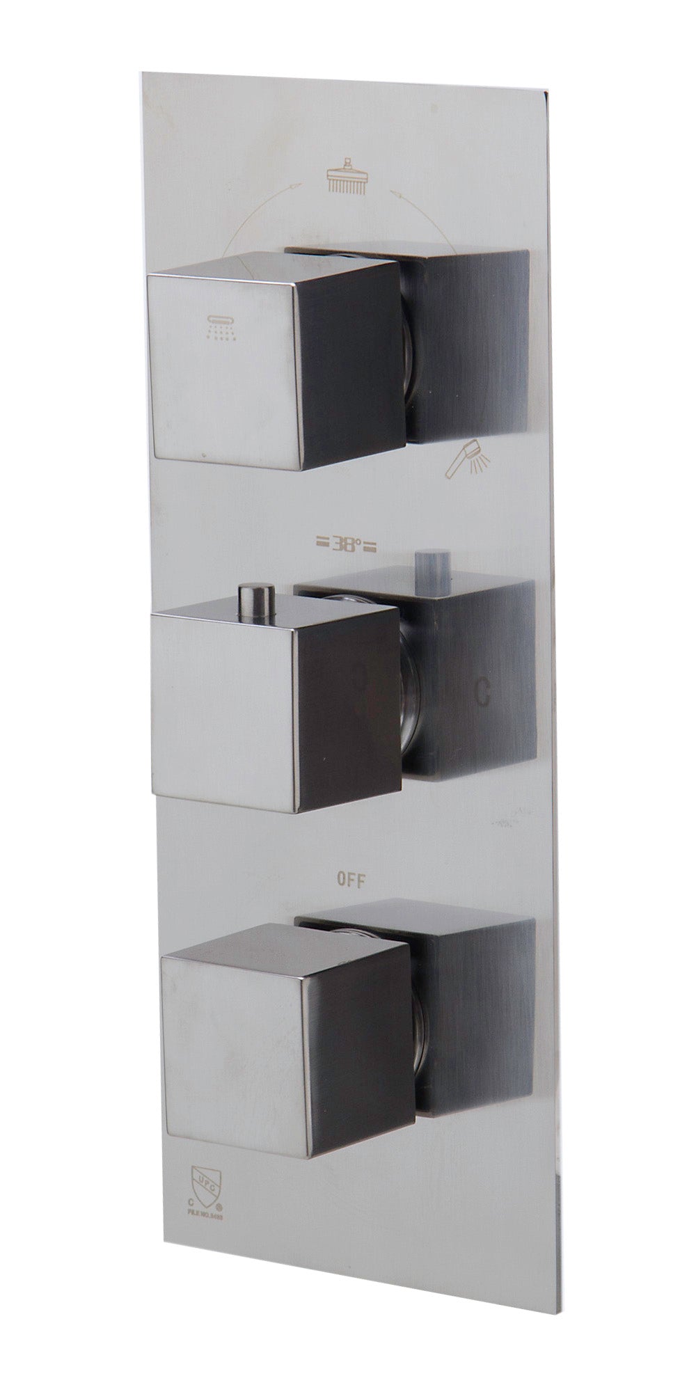 ALFI AB2801-BN Brushed Nickel Concealed 3-Way Thermostatic Valve Shower Mixer Square Knobs