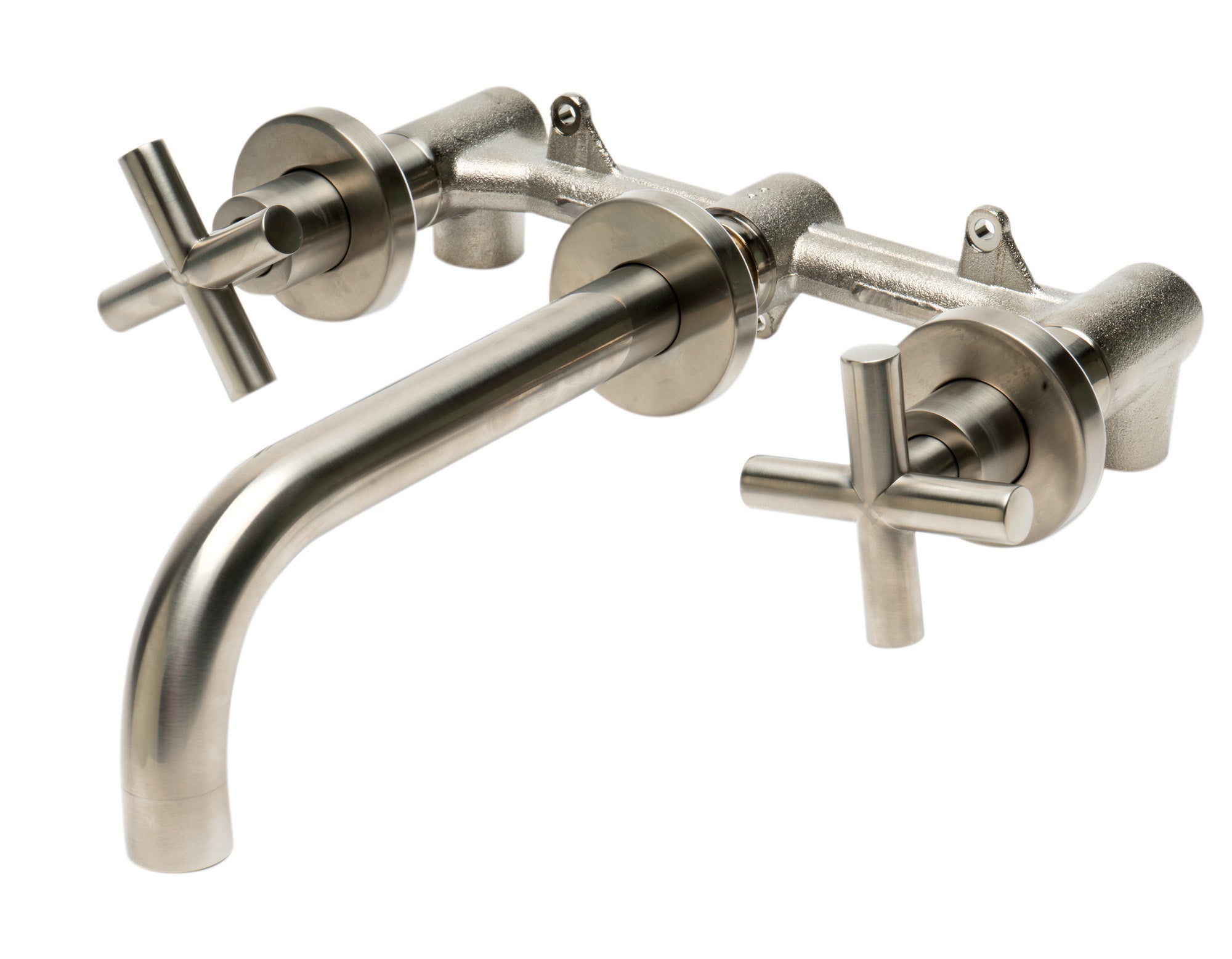 ALFI AB1035-BN Brushed Nickel 8" Widespread Wall-Mounted Cross Handle Faucet