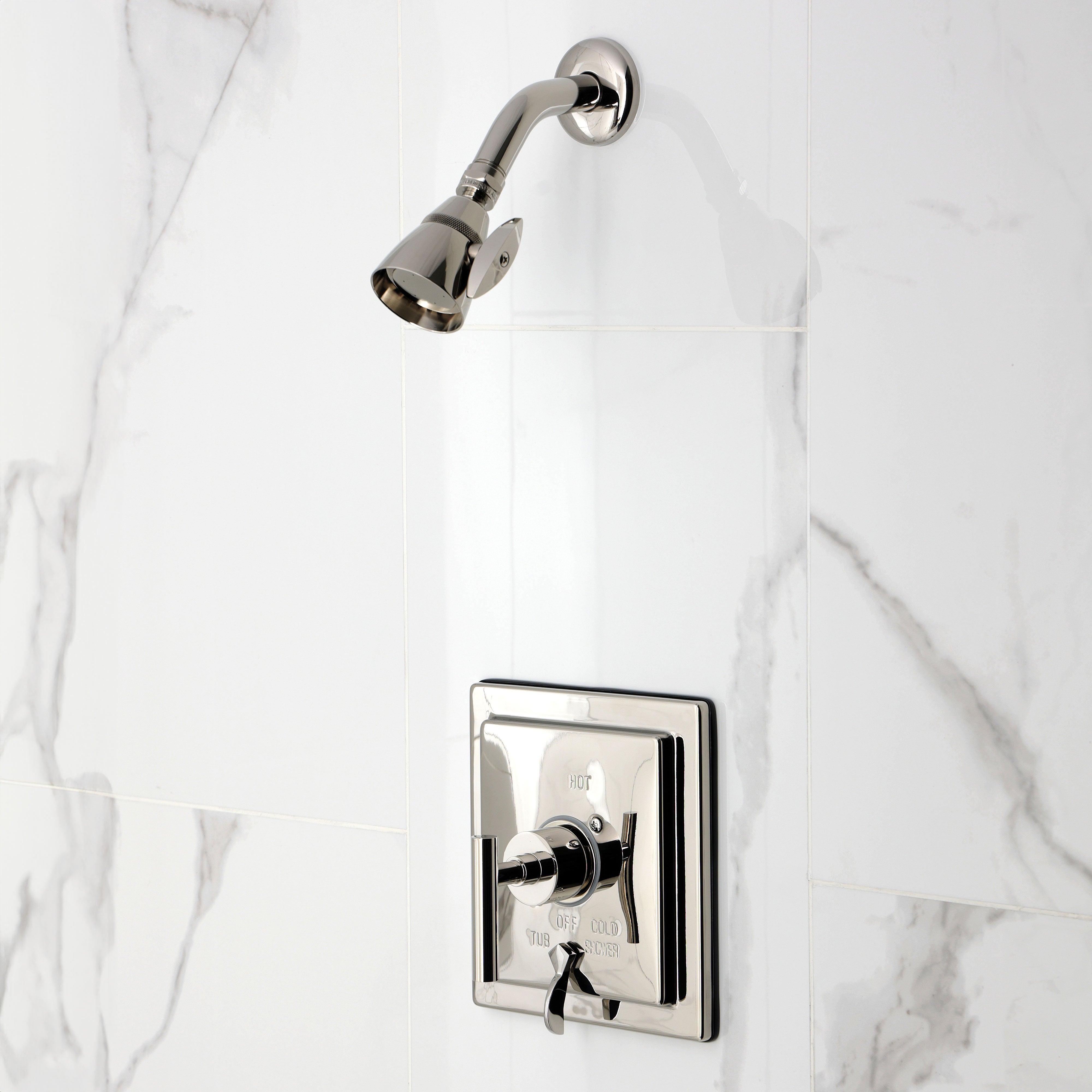 Kingston Brass KB86560CML Manhattan Single-Handle Pressure Balanced Tub and Shower Faucet, Polished Nickel