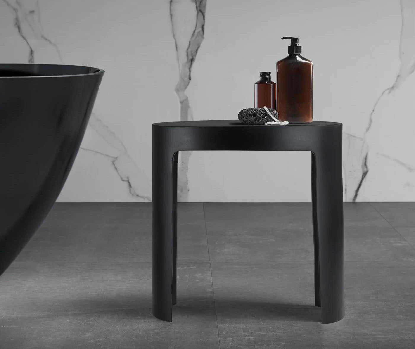 ALFI ABST66BM Black Matte Solid Surface Resin Bathroom / Shower Stool