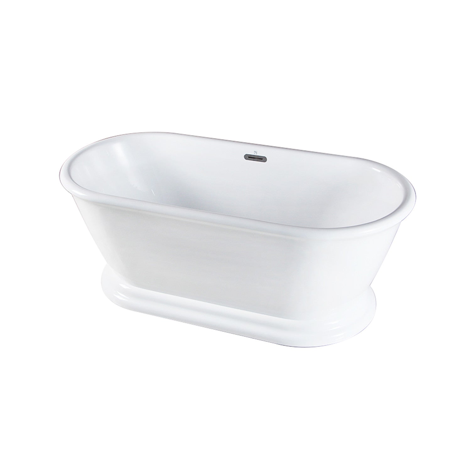 Aqua Eden VTDE713224 71" Acrylic Oval Double Ended Pedestal Tub with Drain (No Faucet Drillings), Glossy White