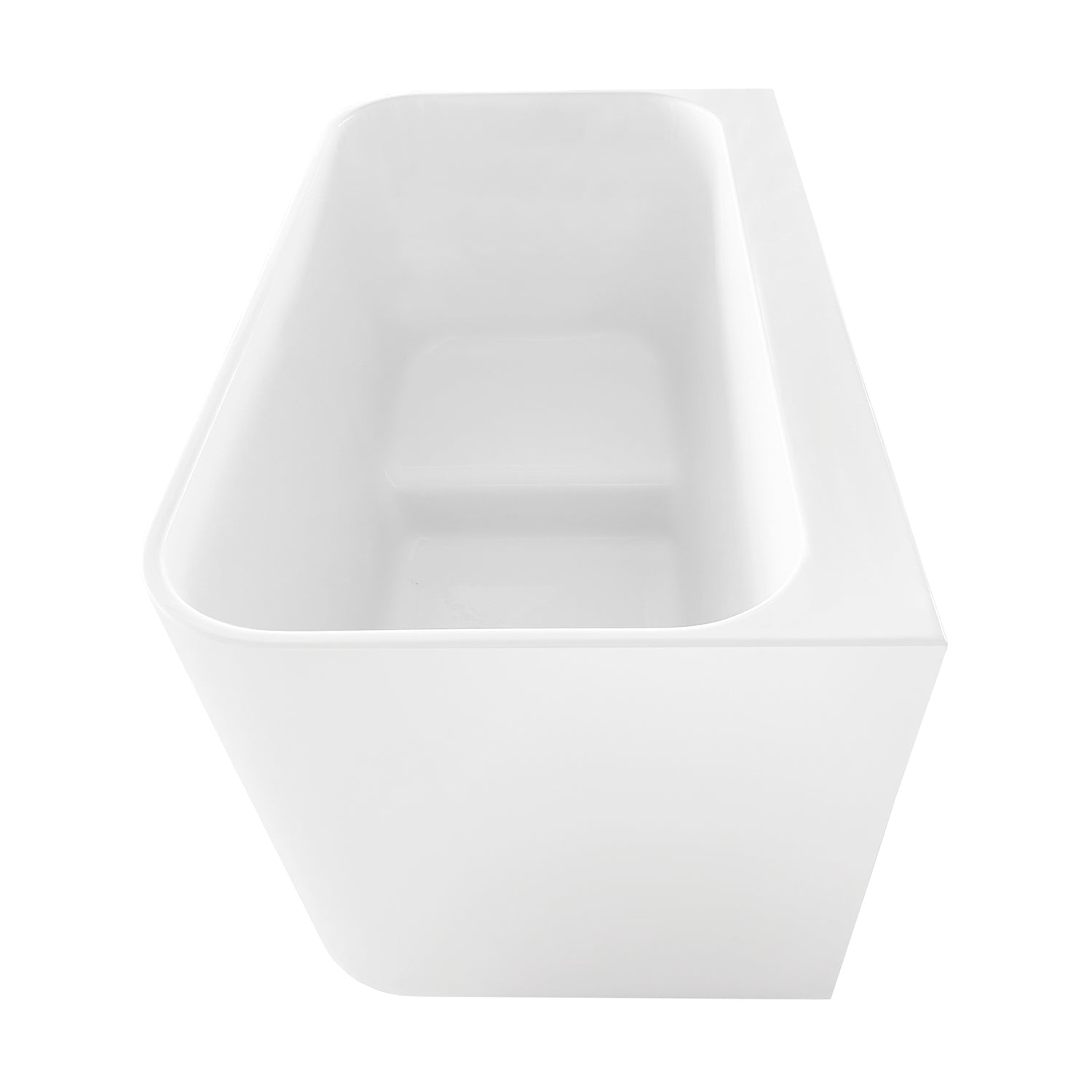 Kingston Brass VTSQ472726S 47" Acrylic Rectangular Back-to-Wall Freestanding Tub with Drain and Integrated Seat, Glossy White