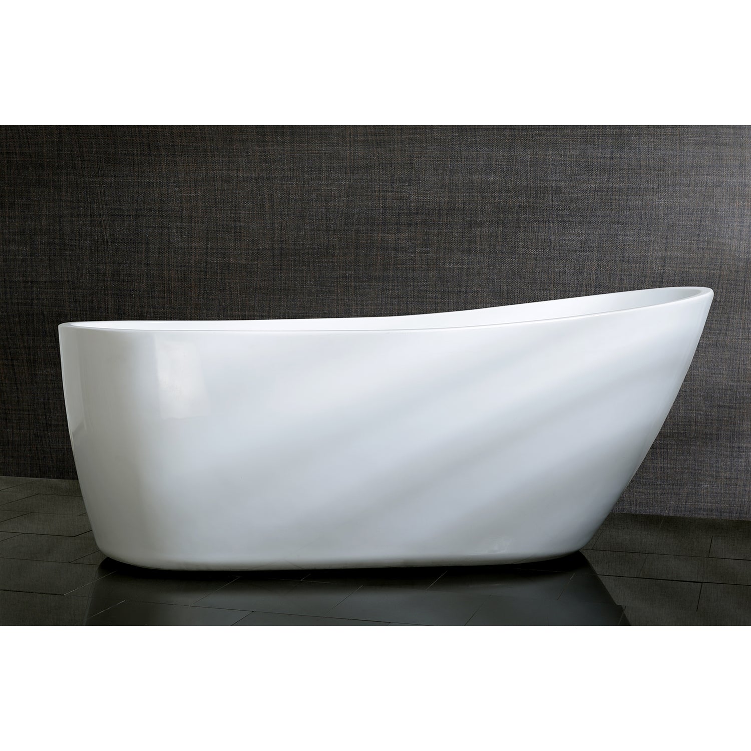 Kingston Brass VTRS683128 68" Acrylic Oval Single Slipper Freestanding Tub with Drain, Glossy White