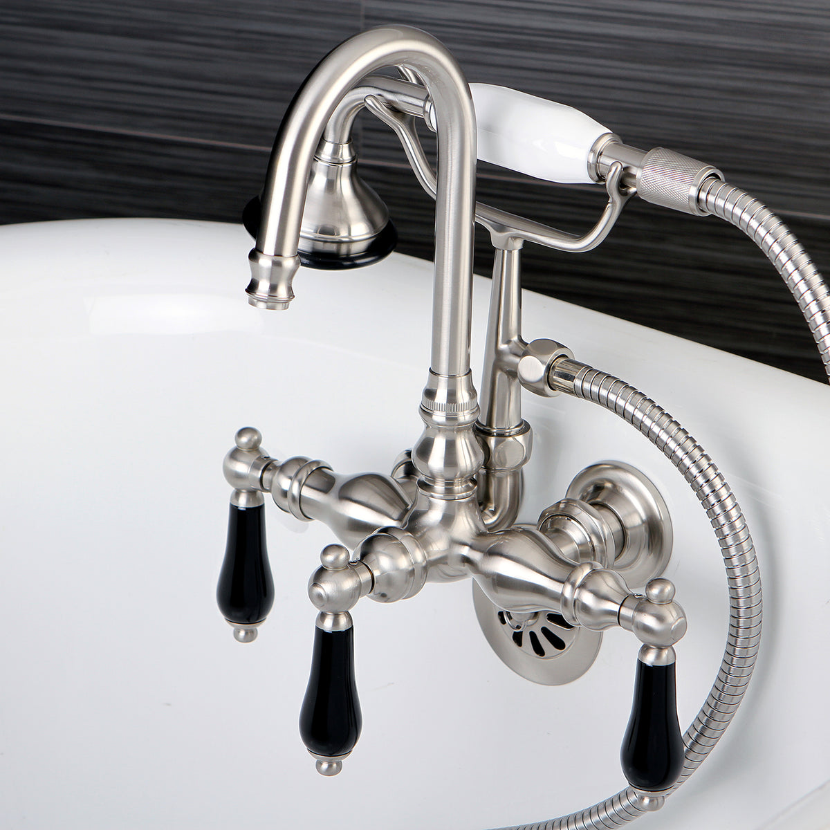Aqua Vintage AE7T8PKL Duchess Wall Mount Clawfoot Tub Faucet, Brushed Nickel