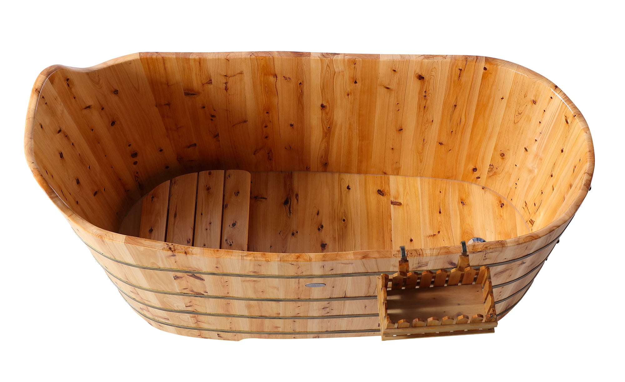 ALFI AB1103 59" Free Standing Cedar Wood Bathtub with Bench
