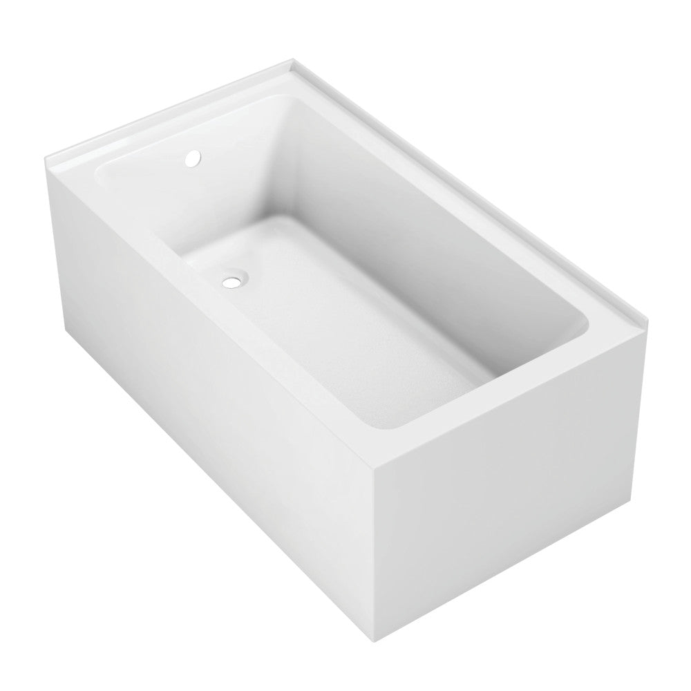 Aqua Eden VTAP5430L22TS 54" Acrylic Rectangular 2-Wall Corner Alcove Tub, Left Hand Drain, Glossy White