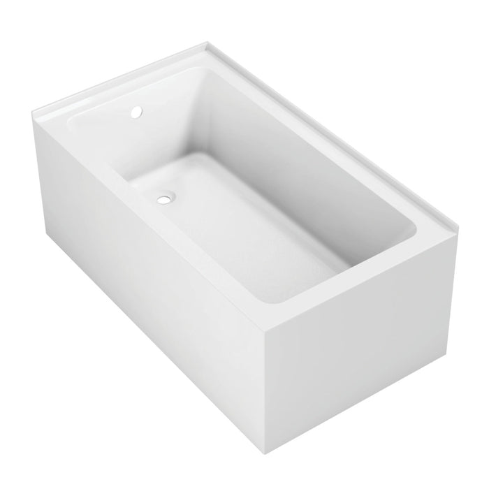 Aqua Eden VTAP5430L22TS 54" Acrylic Rectangular 2-Wall Corner Alcove Tub, Left Hand Drain, Glossy White
