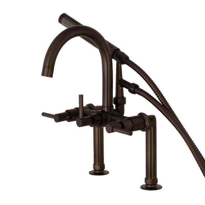 Aqua Vintage AE8105DL Concord 7" Center Deck-Mount Clawfoot Tub Faucet with Hand Shower, Oil Rubbed Bronze