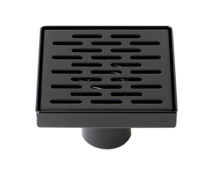 ALFI ABSD55C-BM 5" x 5" Black Matte Square Stainless Steel Shower Drain with Groove Holes