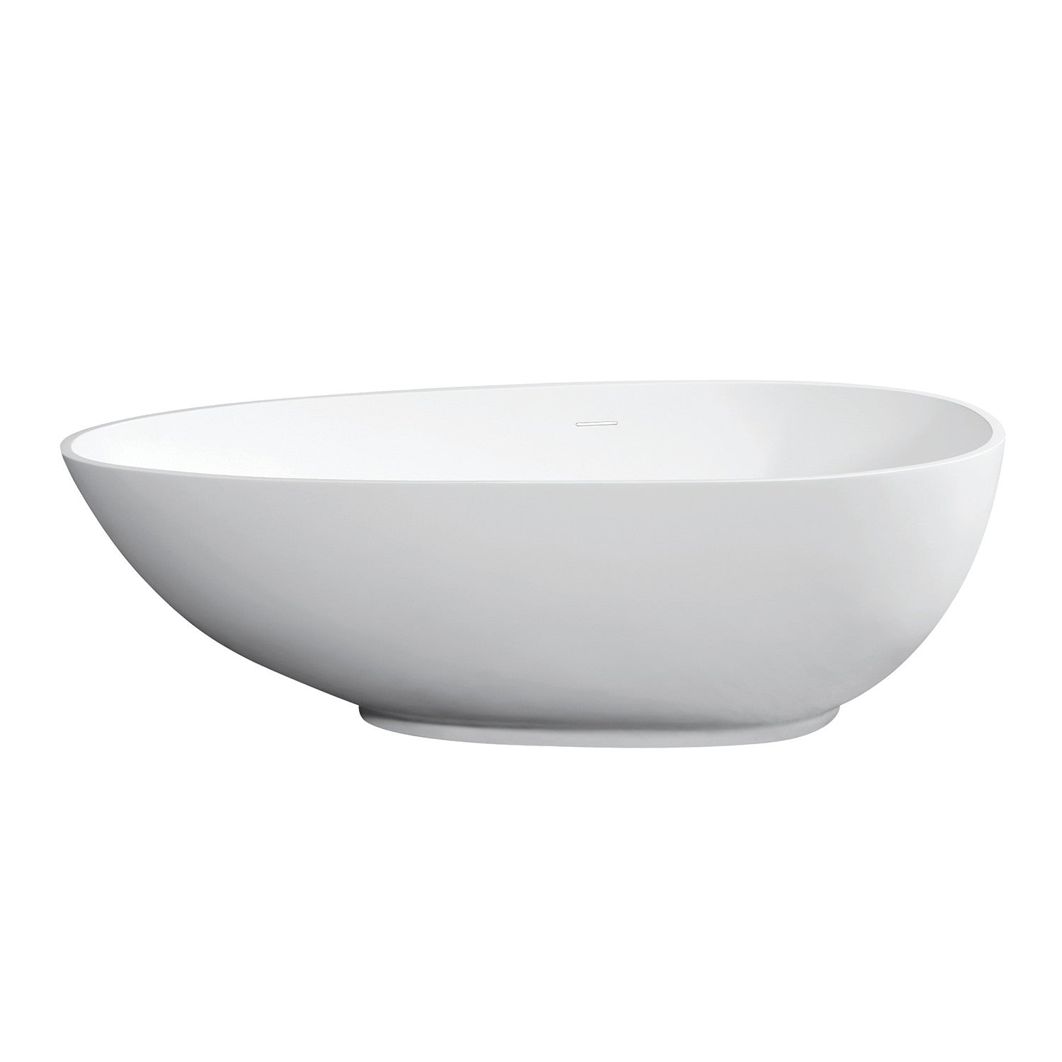 Kingston Brass VRTOV683321 67" Solid Surface Egg Shaped Double Ended Freestanding Tub with Drain, Glossy White/Matte White