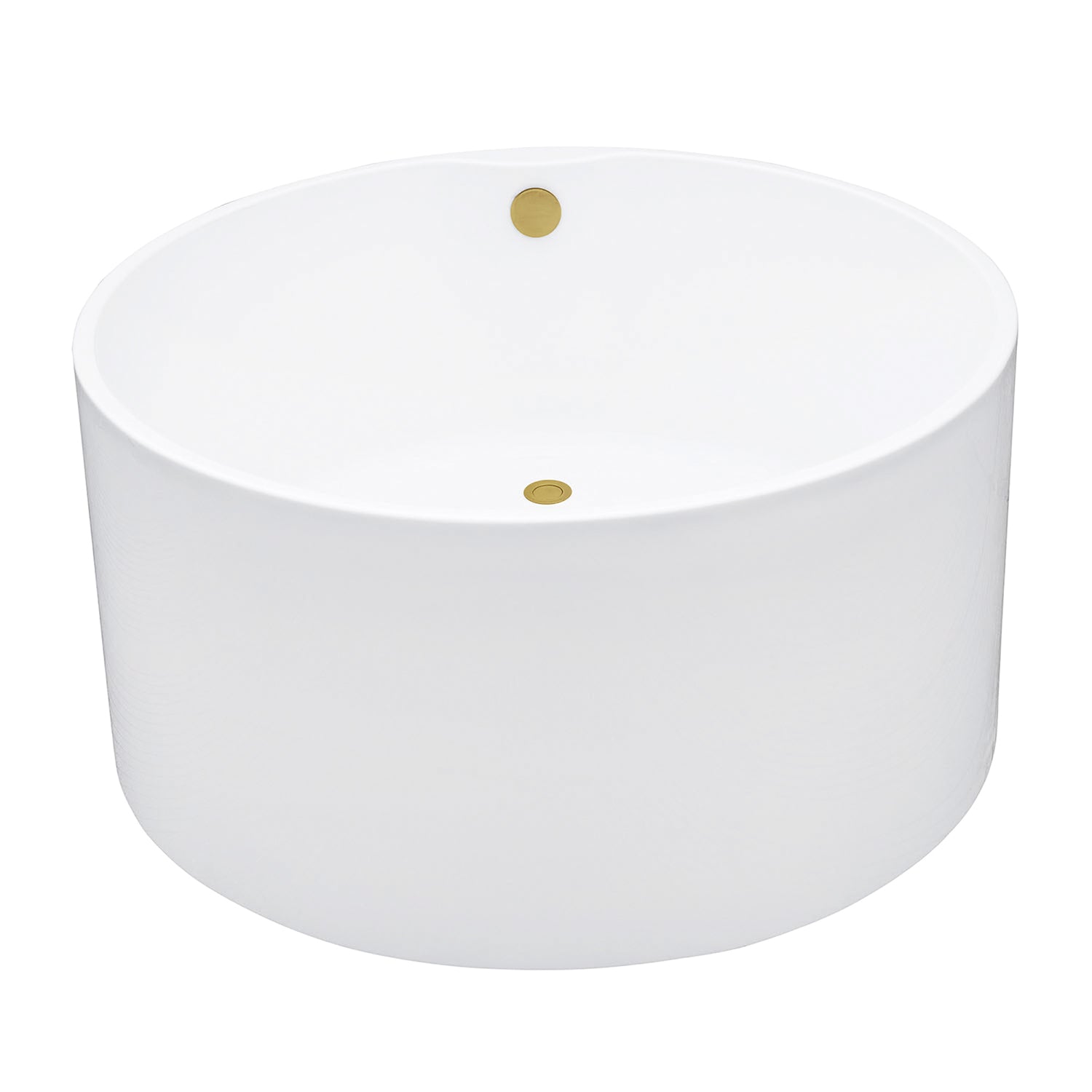 Kingston Brass VTRO454523M2 45" Acrylic Round Double Ended Freestanding Tub with Overflow/Drain Assembly, Glossy White/Polished Brass