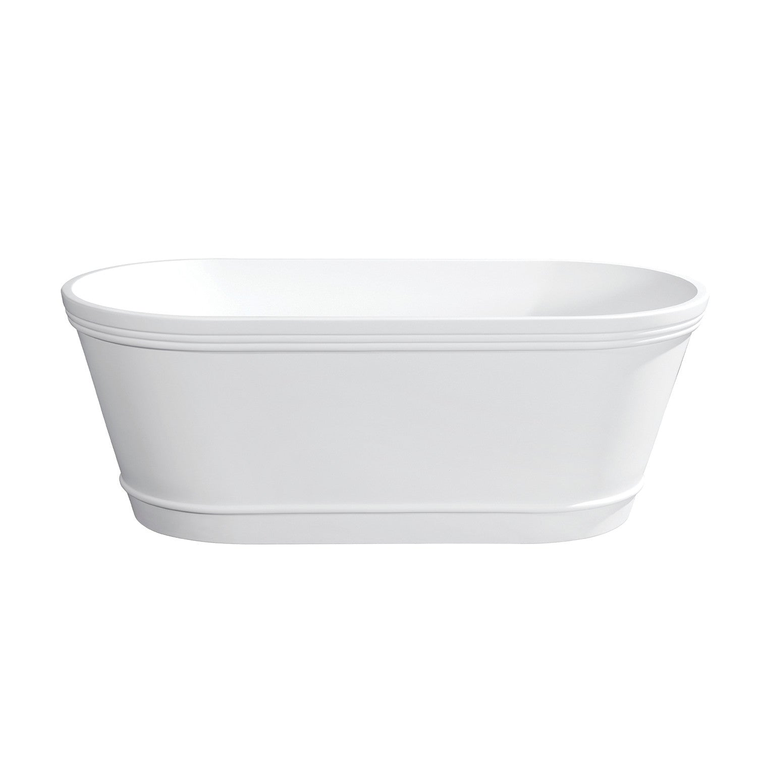 Kingston Brass VRTDE612922 60" Solid Surface Oval Double Ended Freestanding Tub with Drain, Glossy White/Matte White