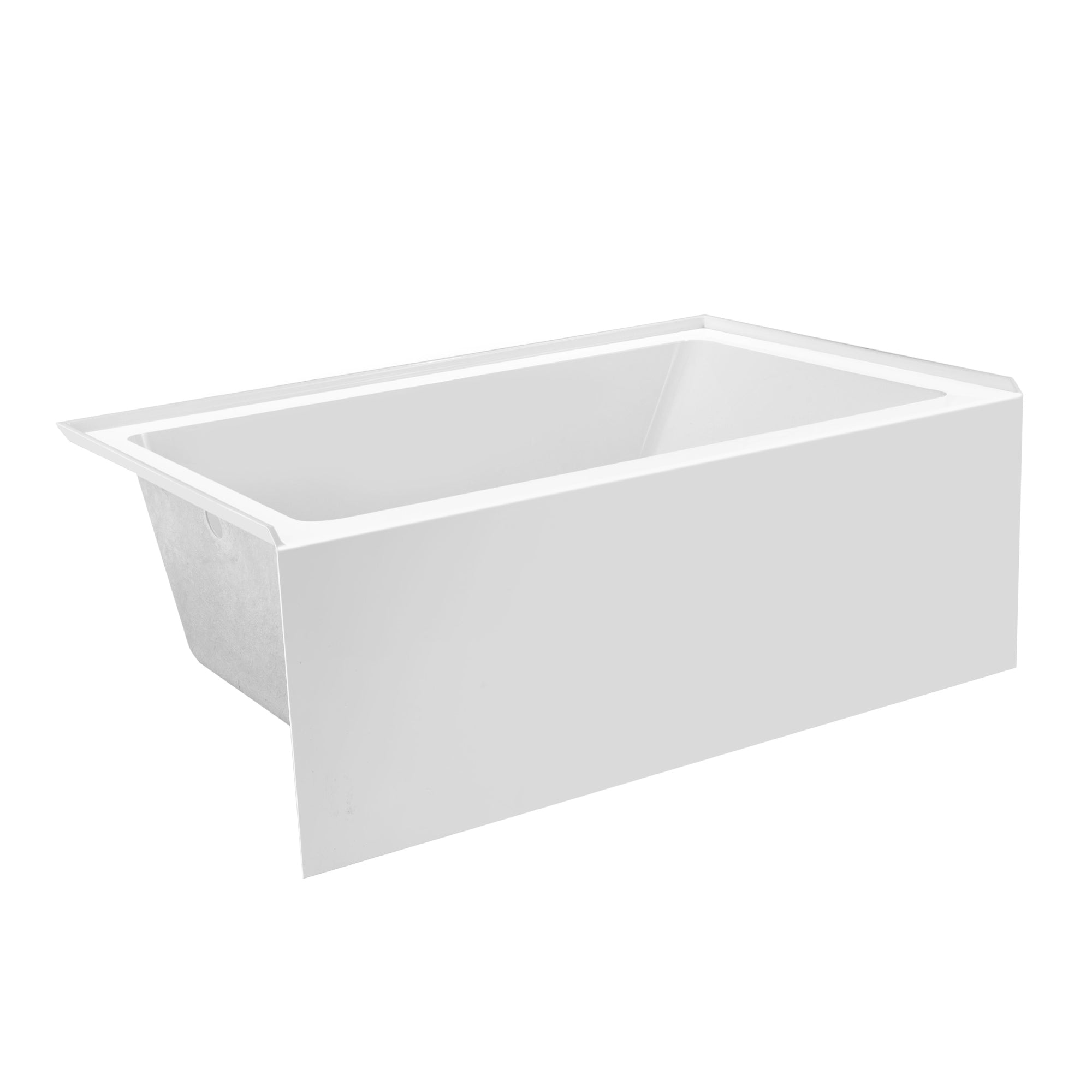 Aqua Eden VTAP5436L22 54" Acrylic Rectangular 3-Wall Alcove Tub, Left Hand Drain, Glossy White