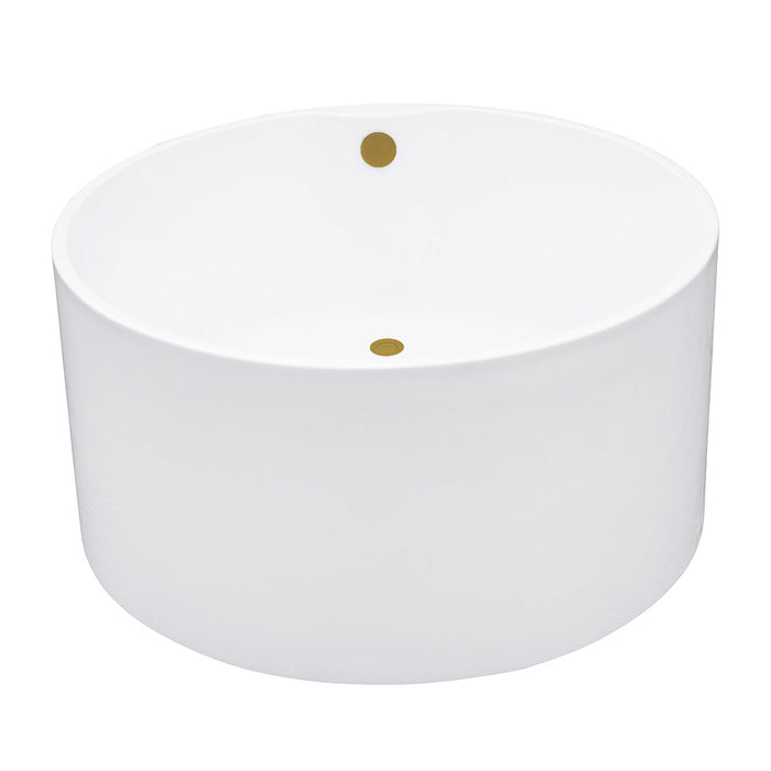 Kingston Brass VTRO454523M7 45" Acrylic Round Double Ended Freestanding Tub with Overflow/Drain Assembly, Glossy White/Brushed Brass