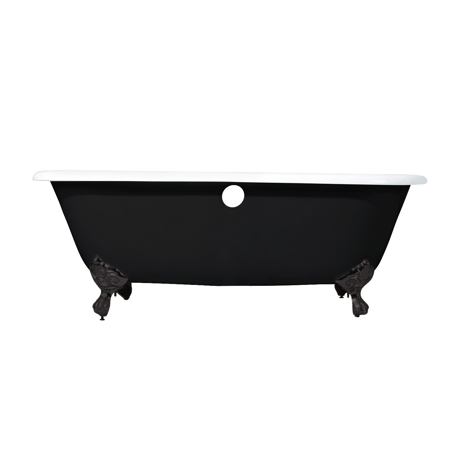 Aqua Eden VBT7D663013NB5 66" Cast Iron Oval Double Ended Clawfoot Tub (7" Faucet Drillings), Black/White/Oil Rubbed Bronze