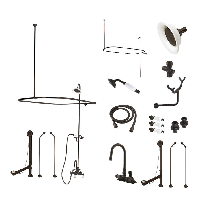 Kingston Brass CCK2185PL Vintage Wall Mount Gooseneck Clawfoot Tub Faucet Package with Supply Enclosure and Hand Shower, Oil Rubbed Bronze