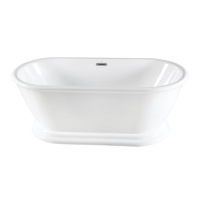 Aqua Eden VTDE713224 71" Acrylic Oval Double Ended Pedestal Tub with Drain (No Faucet Drillings), Glossy White