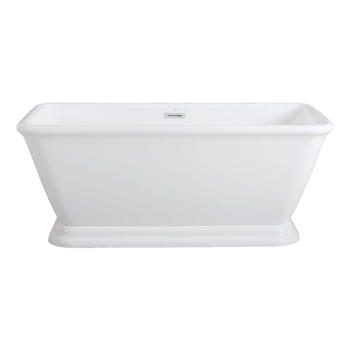 Aqua Eden VTSQ663124 66" Acrylic Oval Rectangular Double Ended Pedestal Tub with Drain (No Faucet Drillings), Glossy White