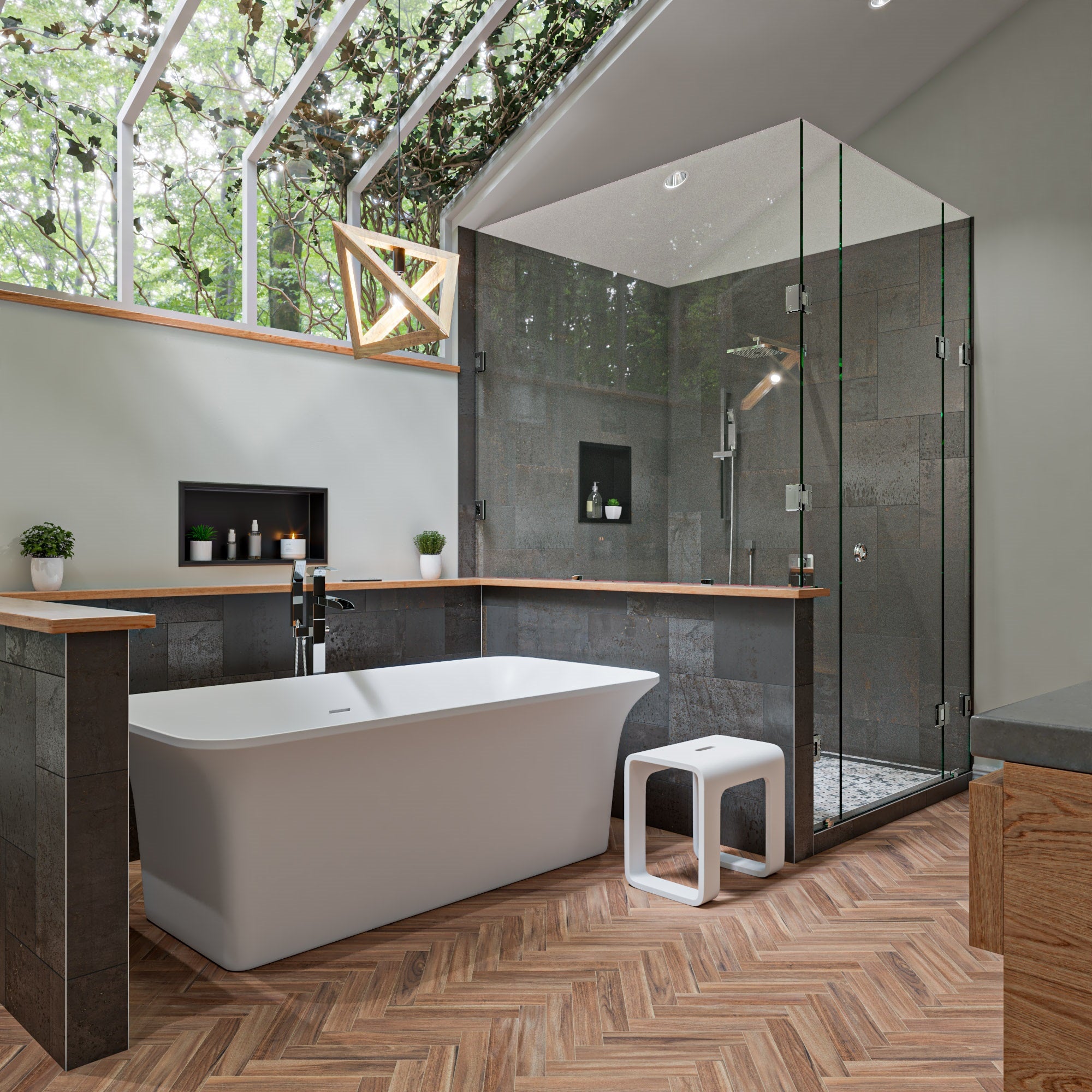 ALFI AB9942 67" White Rectangular Solid Surface Smooth Resin Soaking Bathtub