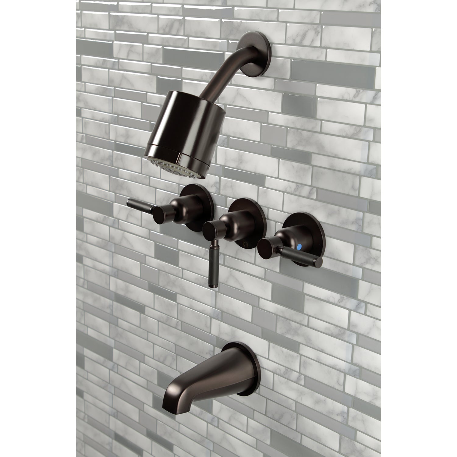 Kingston Brass KBX8135DKL Kaiser Triple-Handle Tub and Shower Faucet, Oil Rubbed Bronze