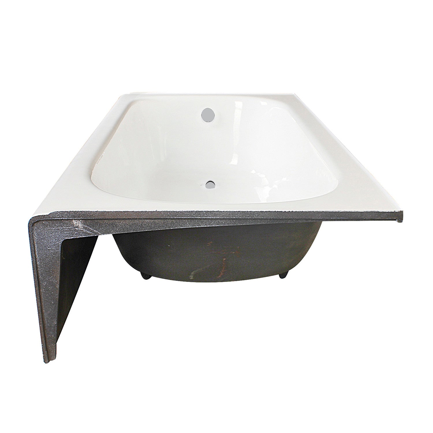 Aqua Eden VCTAP603015L 60" Cast Iron Rectangular 3-Wall Alcove Tub, Left Drain Hole, White