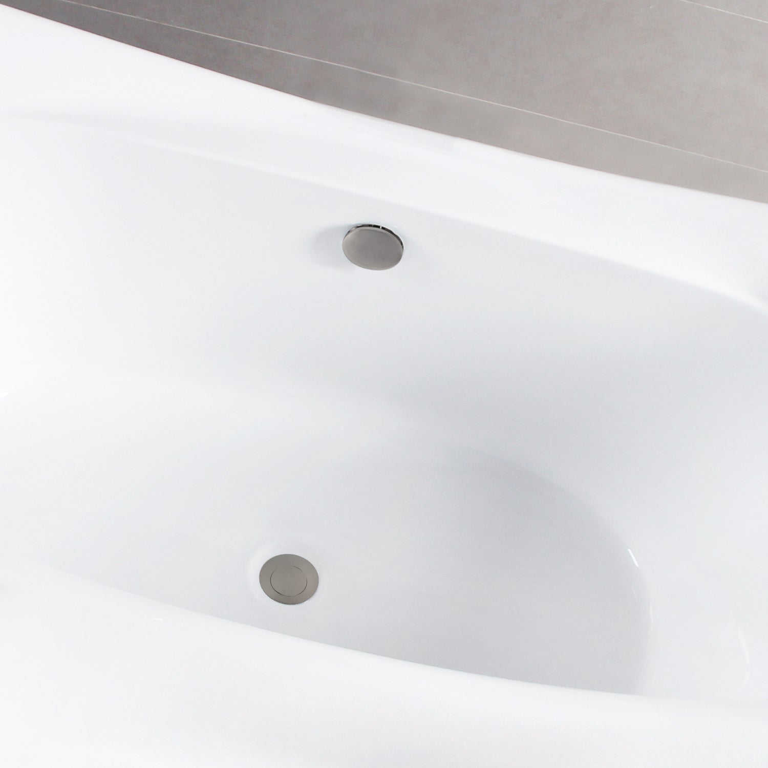 Kingston Brass VTDE673321M8 67" Acrylic Rectangular Double Ended Freestanding Tub with Overflow/Drain Assembly, Glossy White/Brushed Nickel