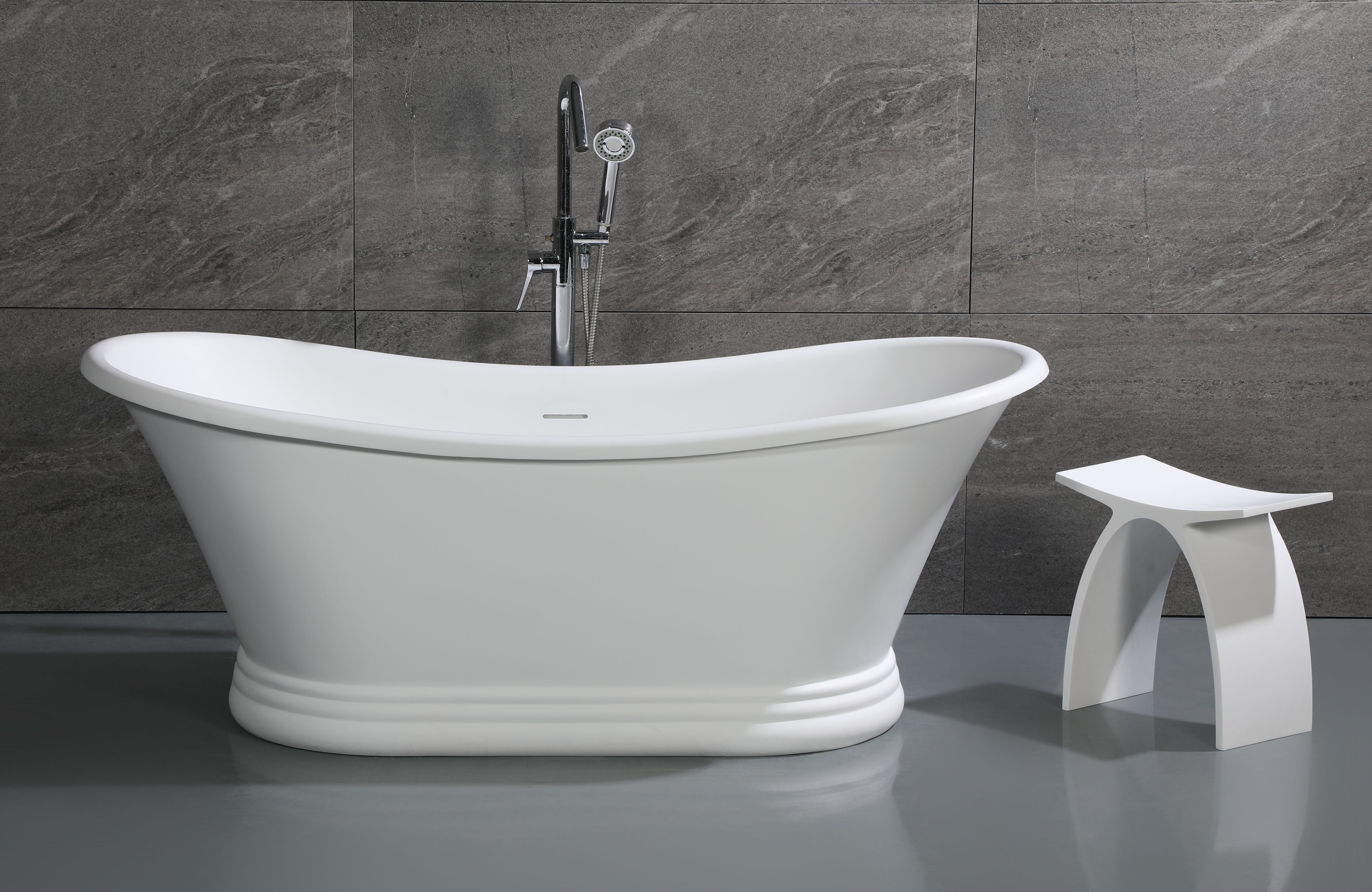 ALFI AB9950 67" White Matte Pedestal Solid Surface Resin Bathtub