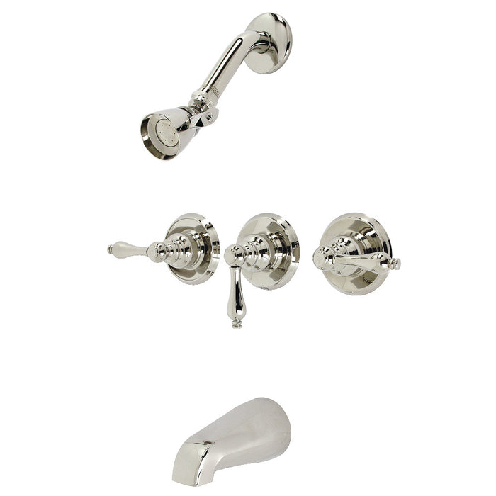 Kingston Brass KB236ALPN Victorian Triple-Handle Tub and Shower Faucet, Polished Nickel