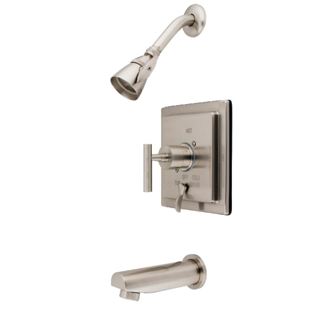 Kingston Brass KB86580CML Manhattan Single-Handle Pressure Balanced Tub and Shower Faucet, Brushed Nickel