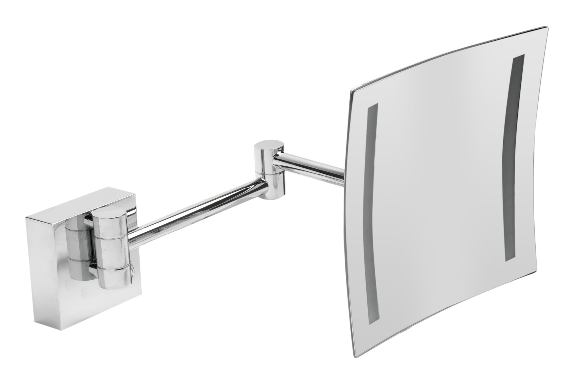ALFI ABM8WLED-PC Polished Chrome Wall Mount Square 8" 5x Magnifying Cosmetic Mirror with Light