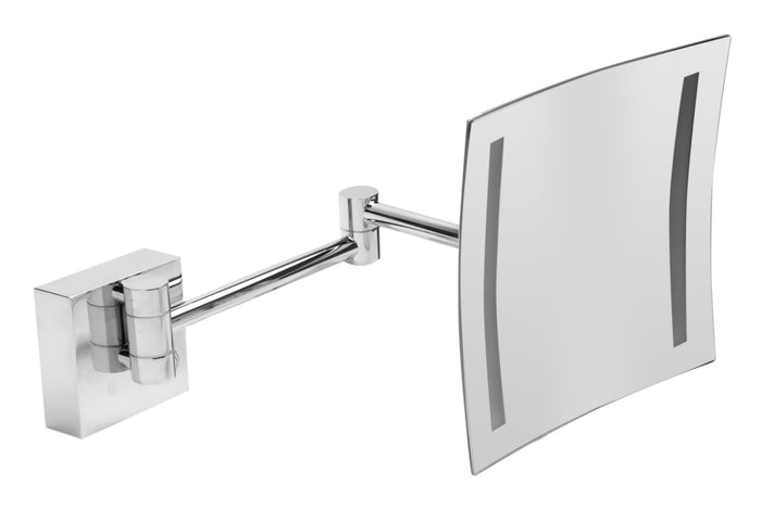 ALFI ABM8WLED-PC Polished Chrome Wall Mount Square 8" 5x Magnifying Cosmetic Mirror with Light