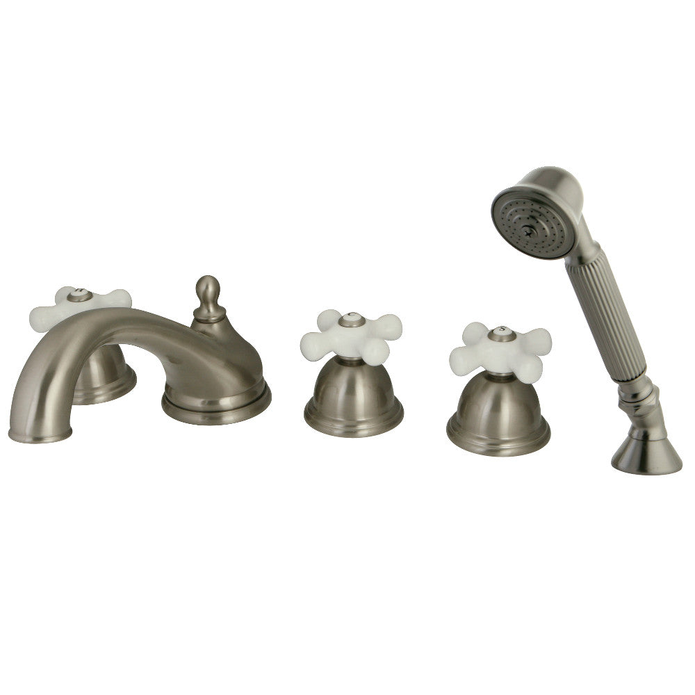 Kingston Brass KS33585PX Milano 5-Piece Roman Tub Faucet with Hand Shower, Brushed Nickel