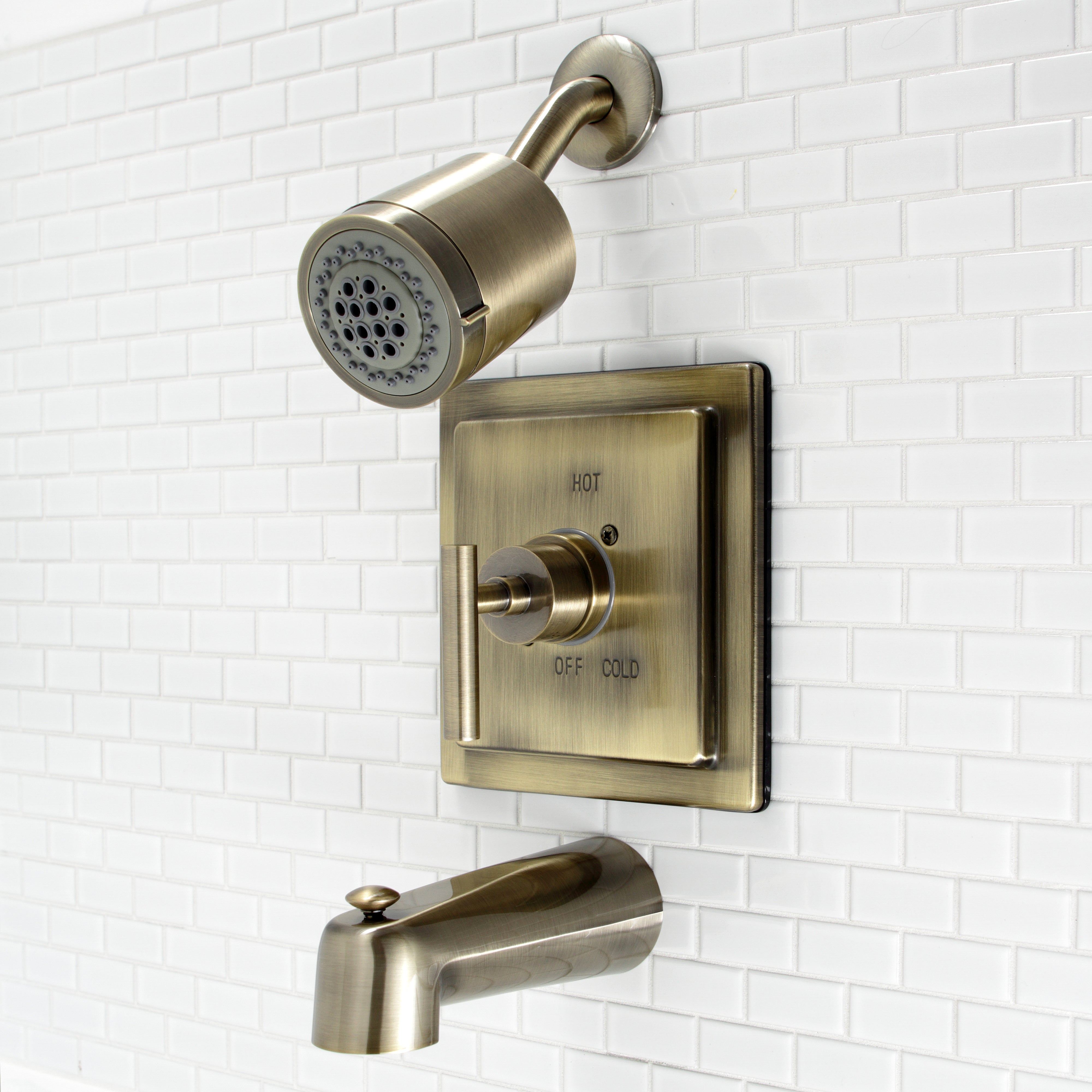 Kingston Brass KB4653CML Manhattan Single-Handle Pressure Balanced Tub and Shower Faucet, Antique Brass