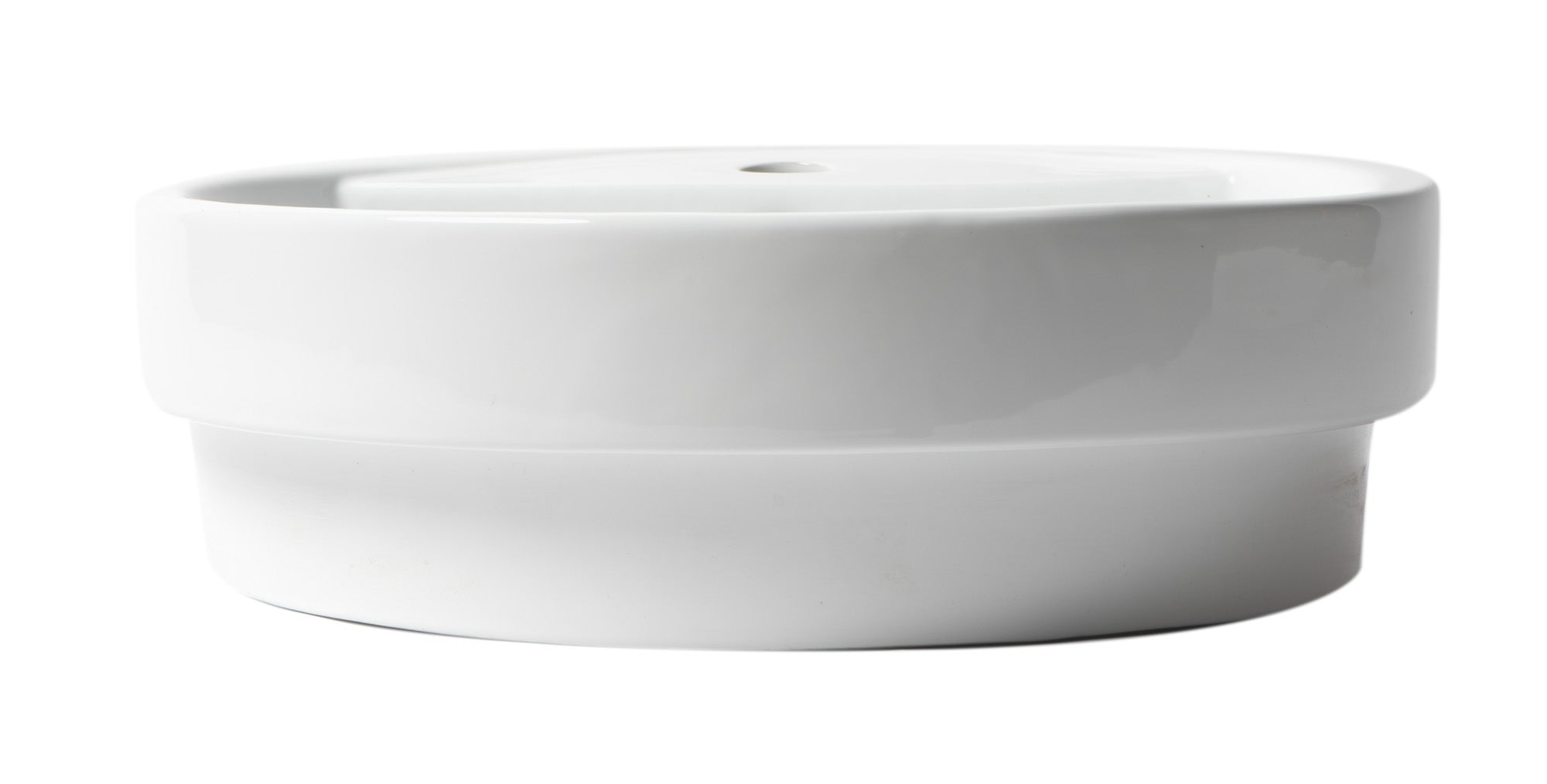 ALFI ABC702 White 19" Round Semi Recessed Ceramic Sink with Faucet Hole