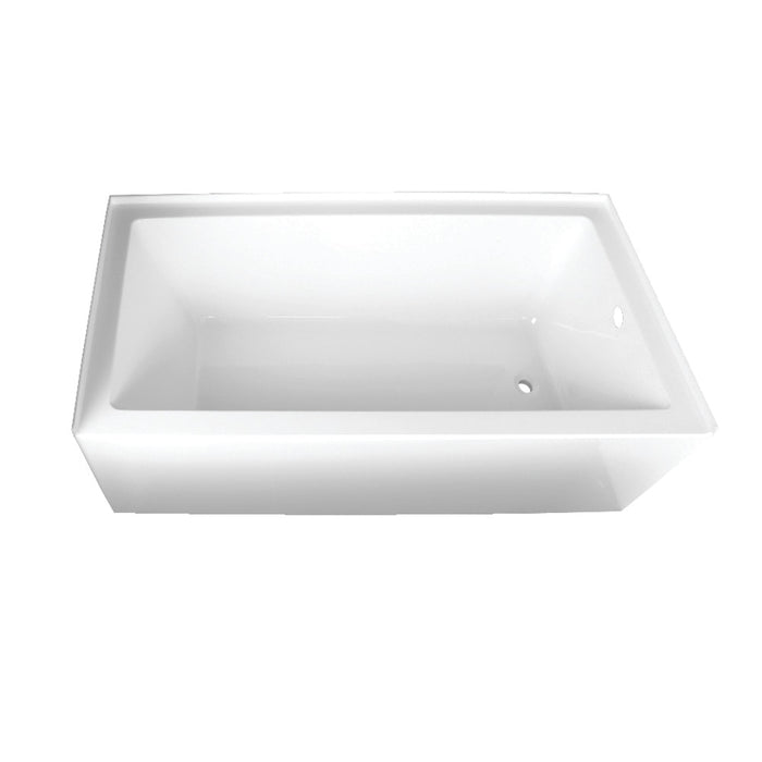 Aqua Eden VTAP663222R 66" Acrylic Rectangular 3-Wall Alcove Tub, Right Hand Drain, Glossy White