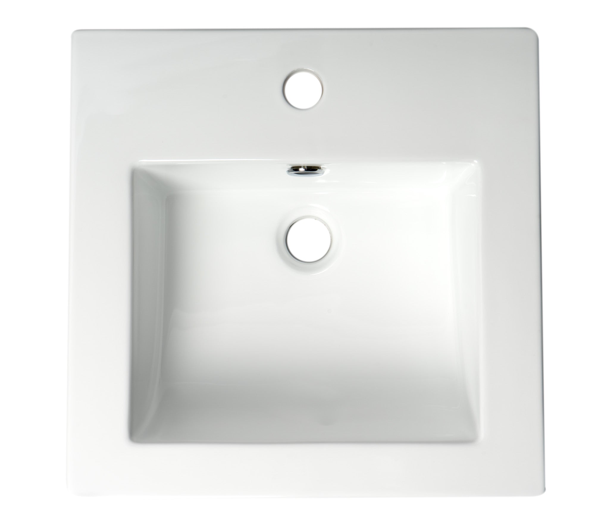 ALFI ABC801 White 17" Square Drop In Ceramic Sink with Faucet Hole