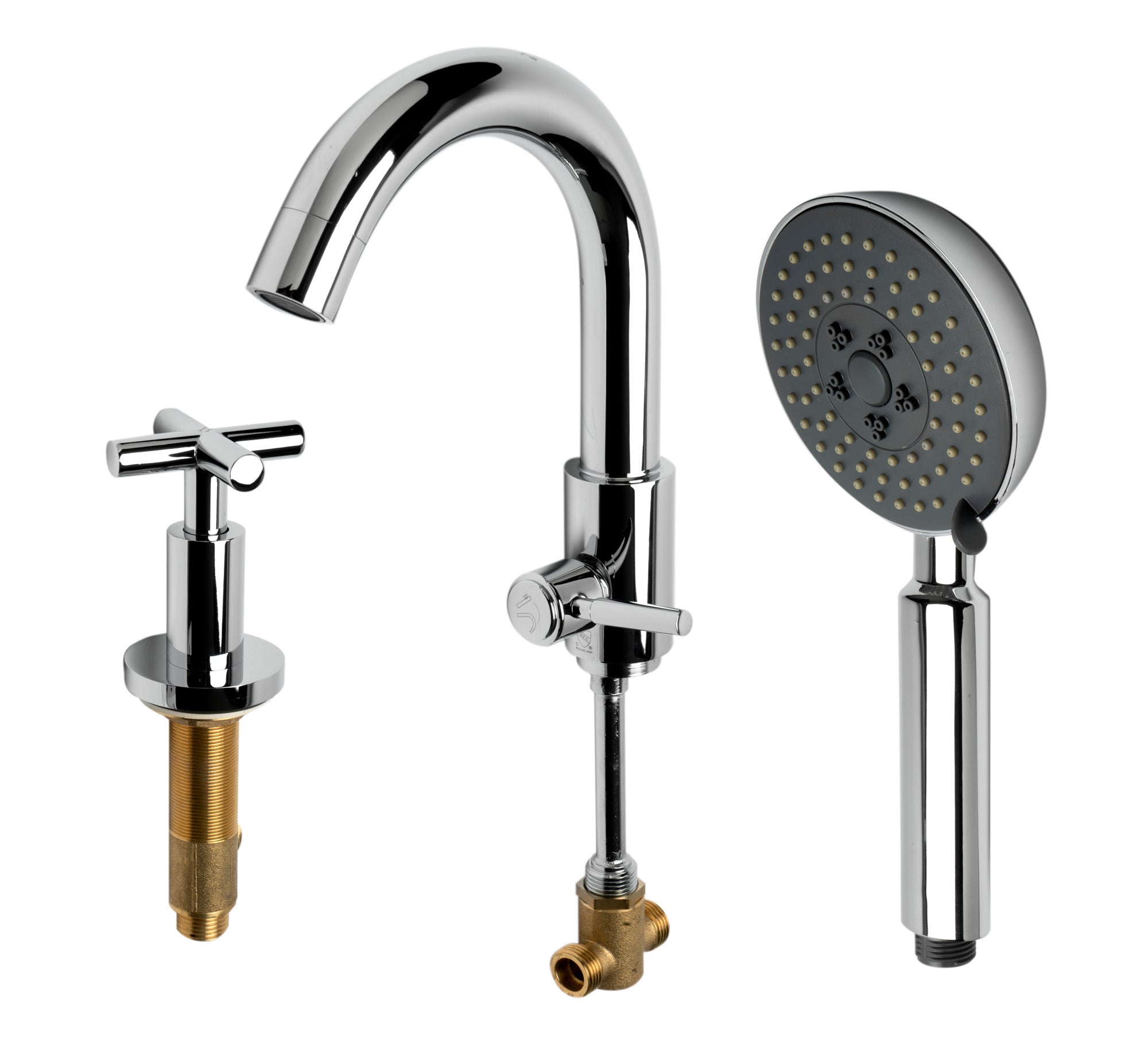 ALFI AB2503-PC Polished Chrome Deck Mounted Tub Filler with Hand Held Showerhead