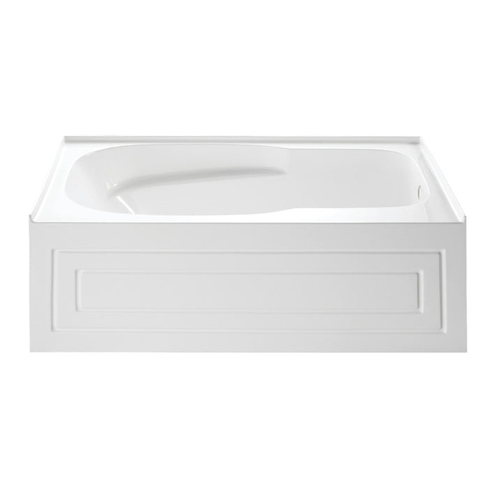 Aqua Eden VTAP6031R21C 60" Acrylic Rectangular 3-Wall Alcove Tub with Anti-Skid Surface, Right Hand Drain, Glossy White