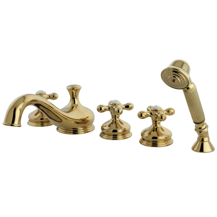 Kingston Brass KS33325AX Milano 5-Piece Roman Tub Faucet with Hand Shower, Polished Brass