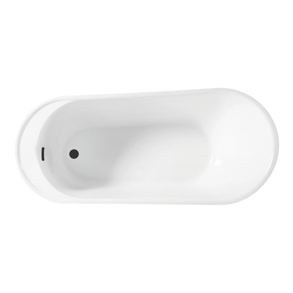 Kingston Brass VTRS592826C310 59" Acrylic Oval Single Slipper Freestanding Tub with Drain, Glossy White/Matte Black