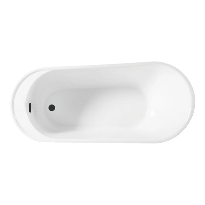Kingston Brass VTRS592826C310 59" Acrylic Oval Single Slipper Freestanding Tub with Drain, Glossy White/Matte Black